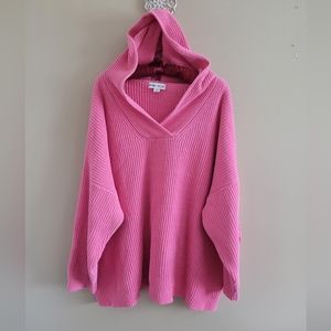 Ava & Viv | Pink Cable Knit Chuncky Sweater Hoodie Long Sleeve 3X